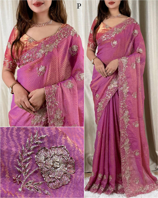 Fendy satin jacquard saree