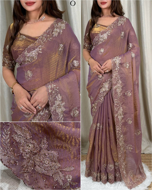 Fendy satin jacquard saree