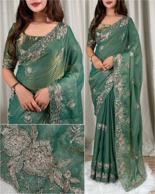 Fendy satin jacquard saree