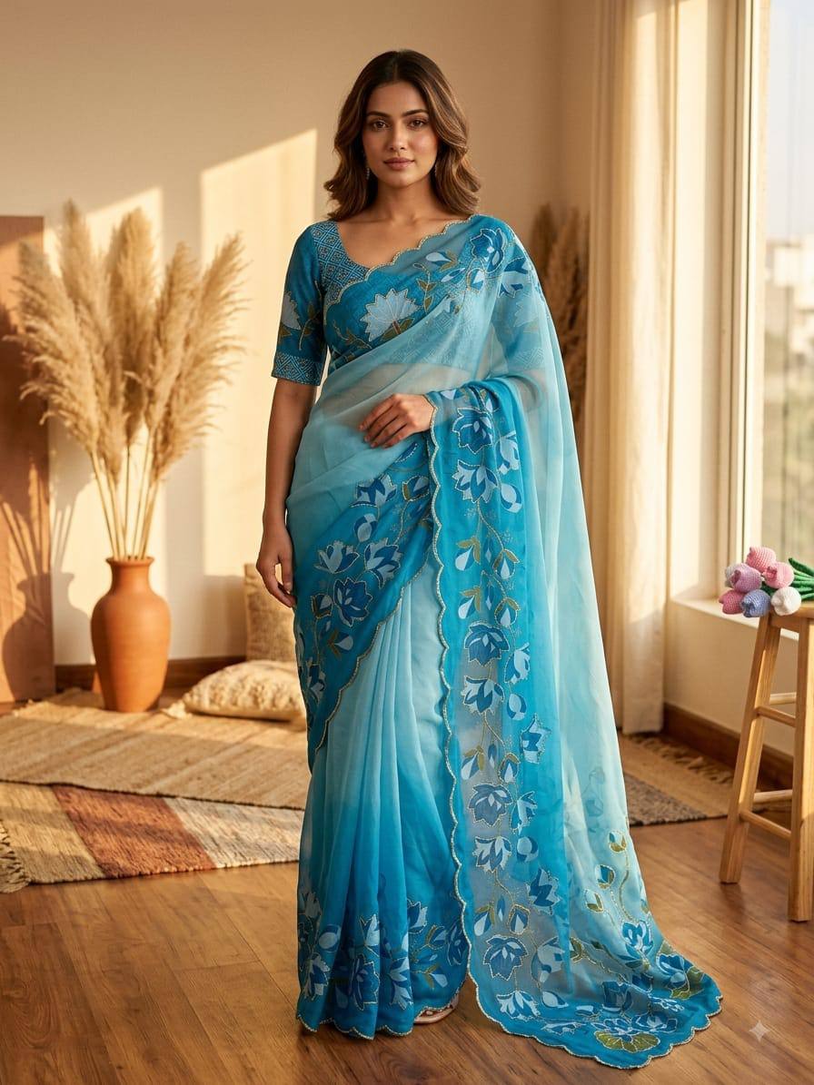 Soft pure Georgette handwork sarees