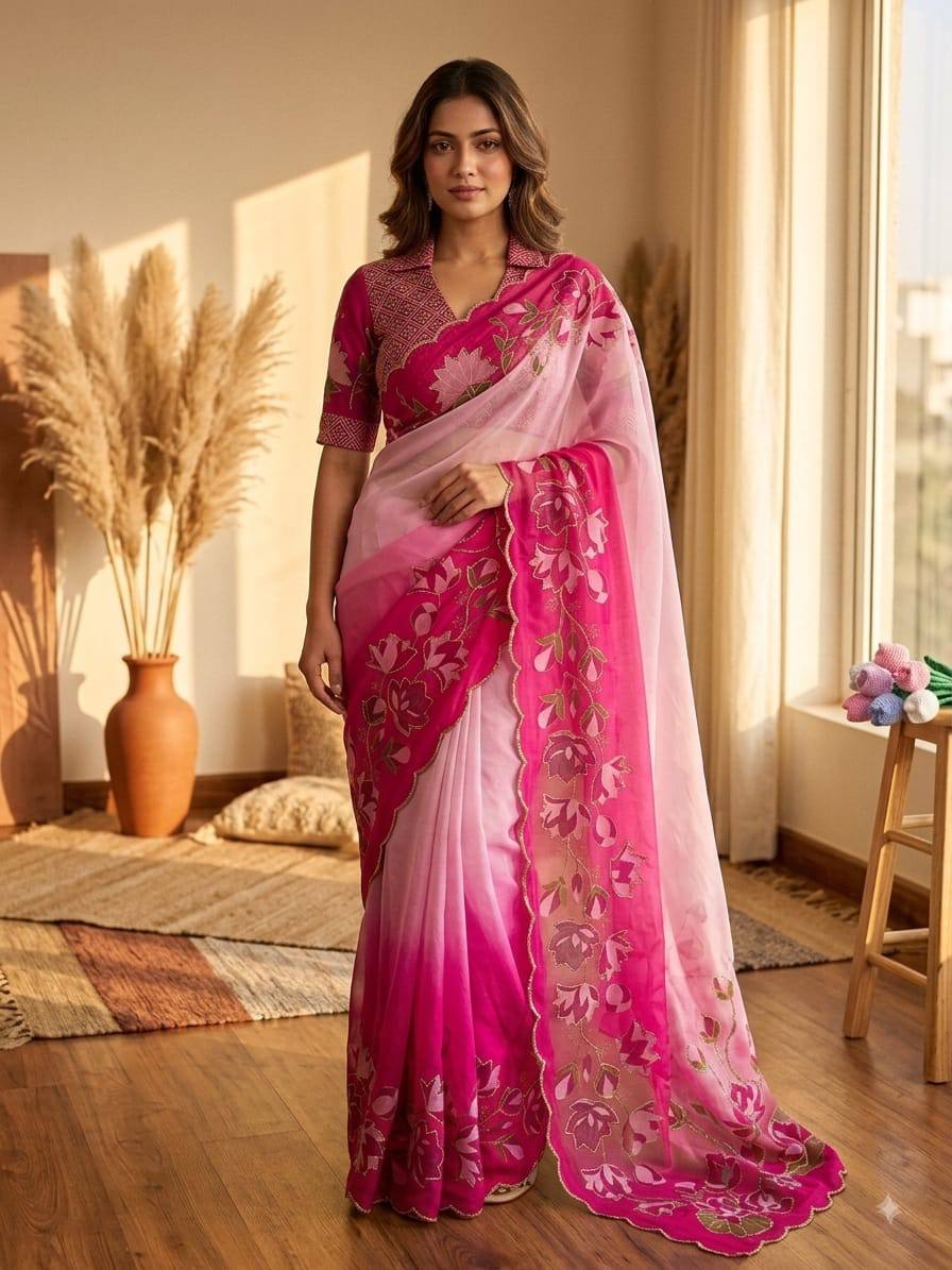 Soft pure Georgette handwork sarees