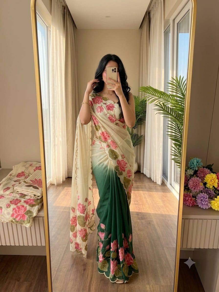 Soft pure Georgette handwork sarees