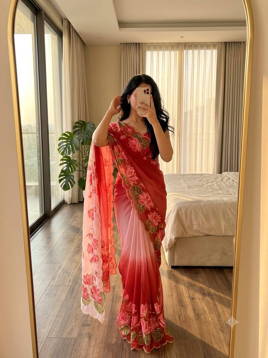 Soft pure Georgette handwork sarees