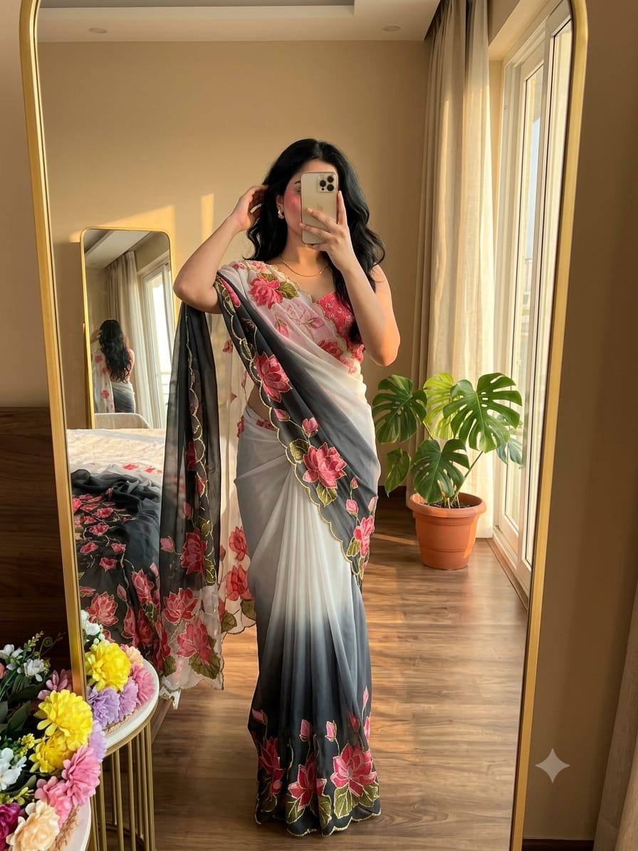 Soft pure Georgette handwork sarees