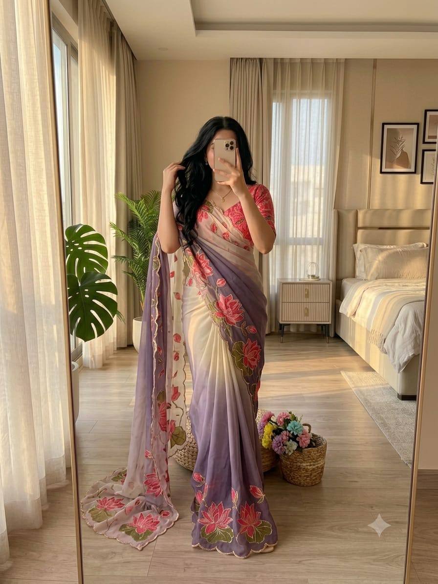 Soft pure Georgette handwork sarees
