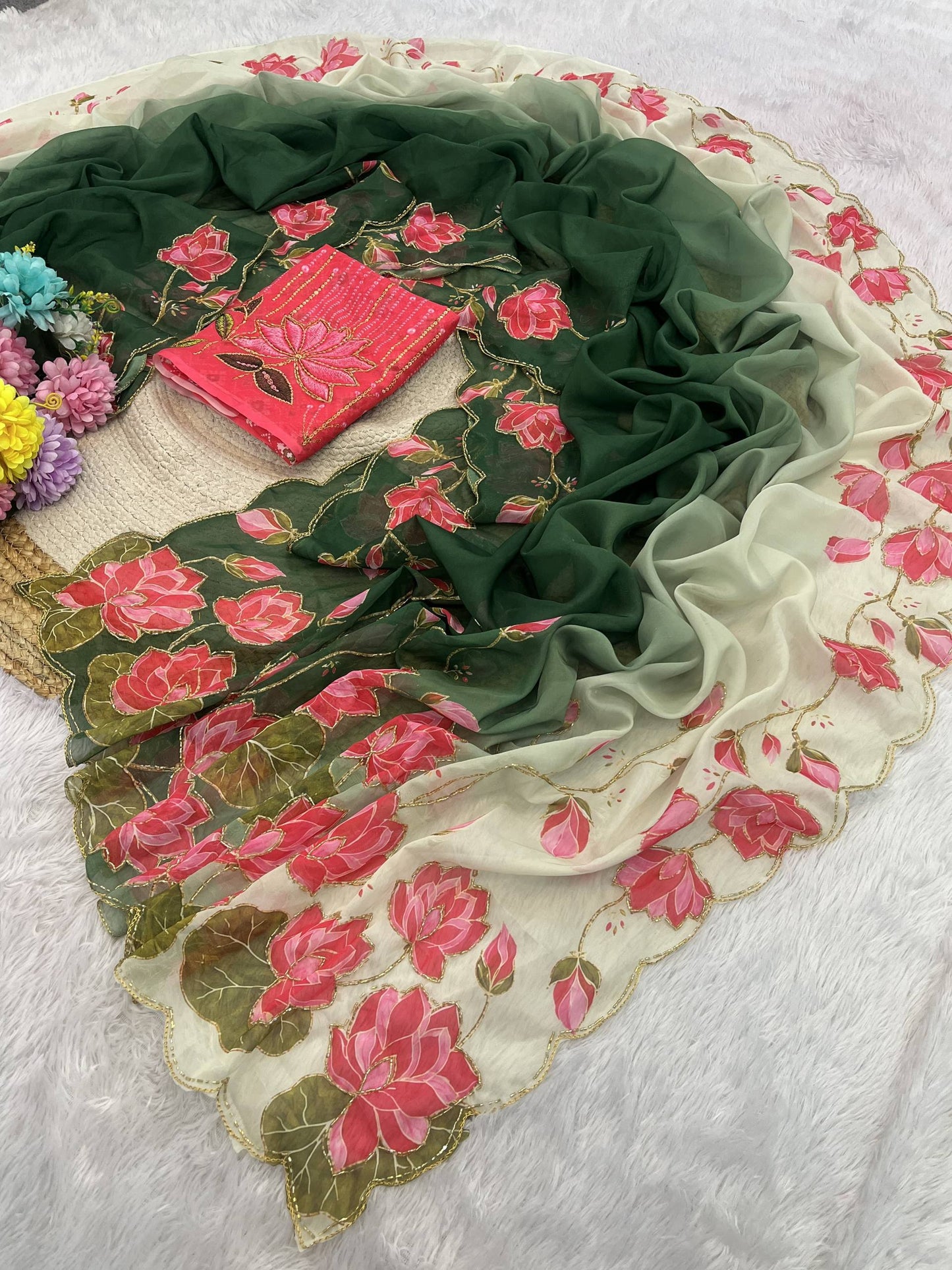 Soft pure Georgette handwork sarees