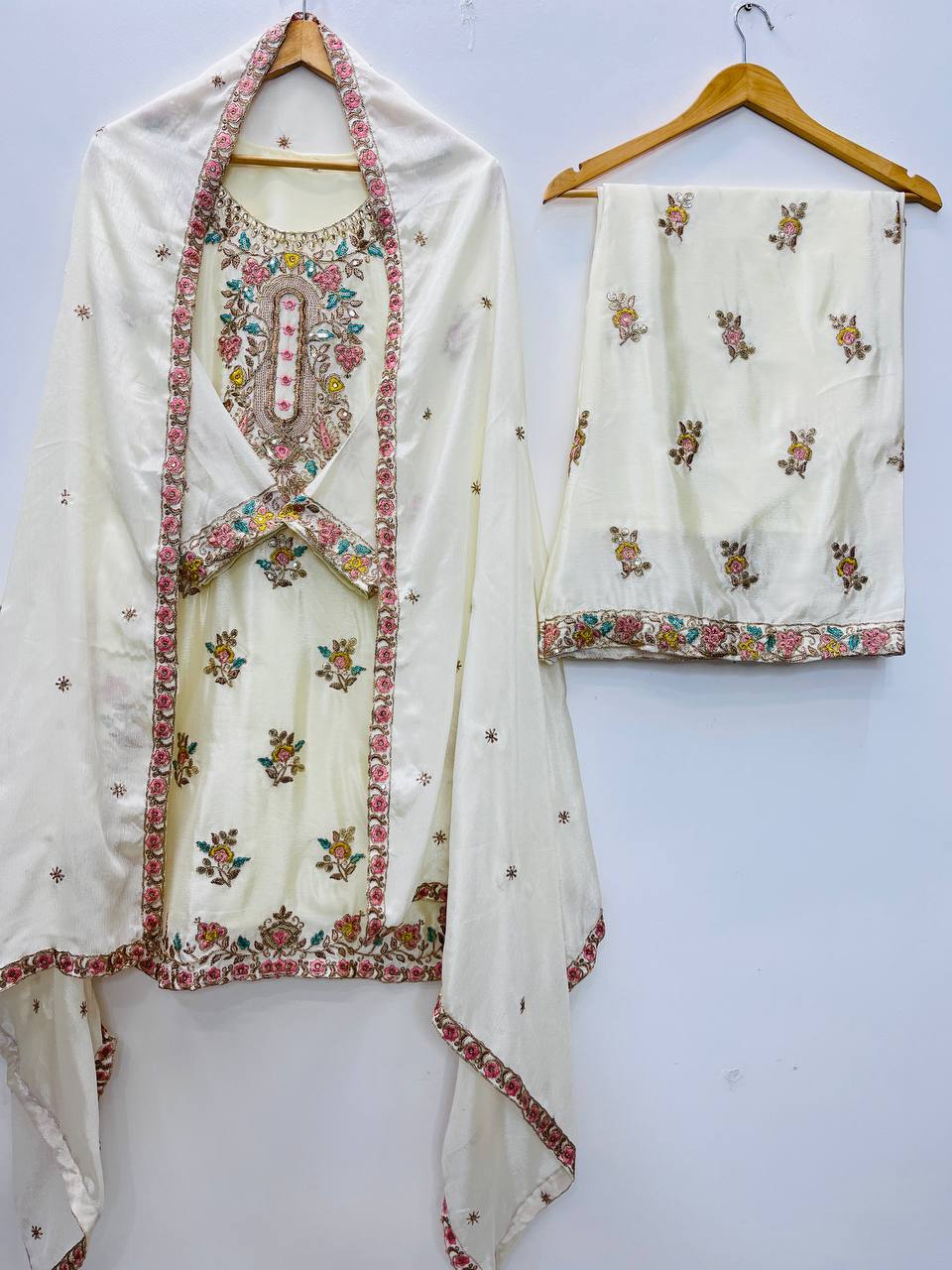 DESIGNER WEAR SEQUENCE EMBROIDERY ON SILK FABRIC PLAZZO