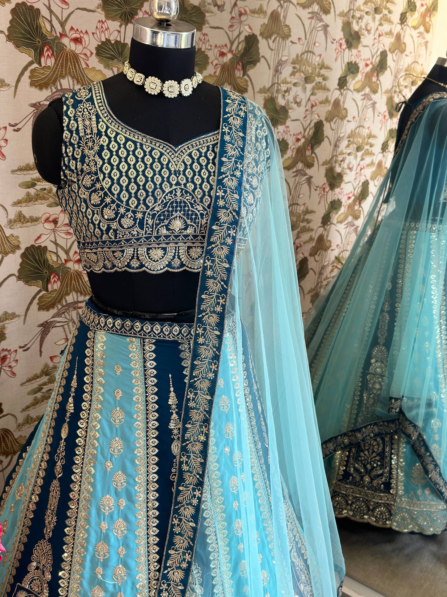 Faux Georgeet Sequins and Embroidery Work Lehenga Choli