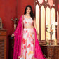 Chinon Silk Digital Print with Sequins Codding Embroidery Work Choli