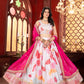 Chinon Silk Digital Print with Sequins Codding Embroidery Work Choli