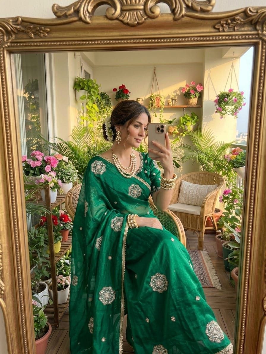 Very Soft nd Elegant rich look space silk fabric with amazing embroidery beats work saree