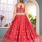 Chinon Silk Digital Print with Sequins Codding Embroidery Work Choli