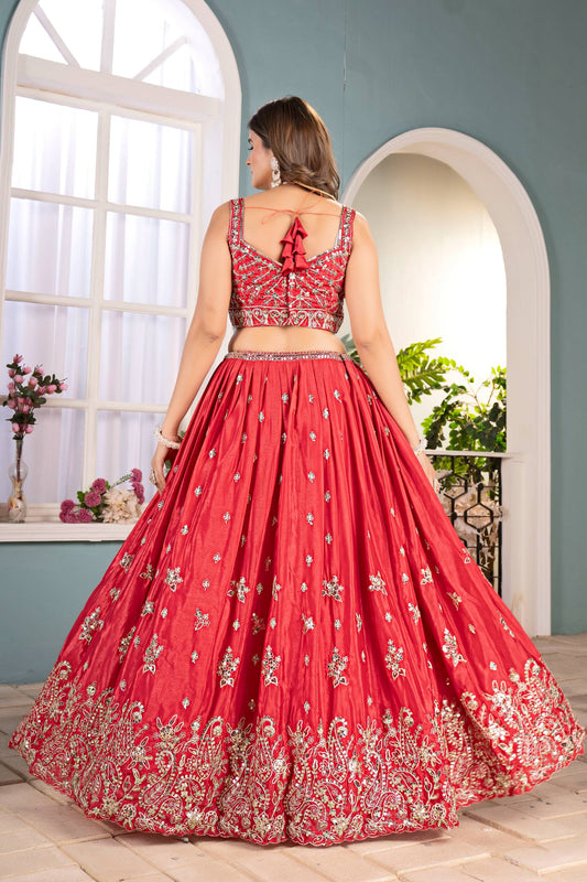 Chinon Silk Digital Print with Sequins Codding Embroidery Work Choli