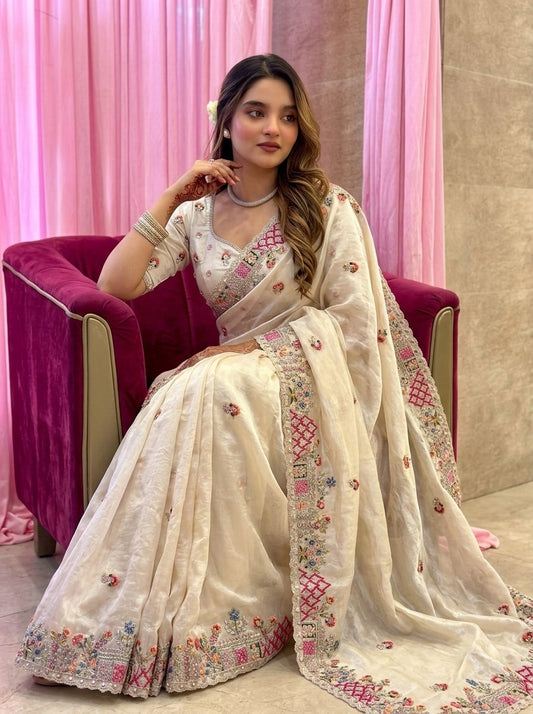 Designer Party Wear Pure Soft Tissue Silk Saree