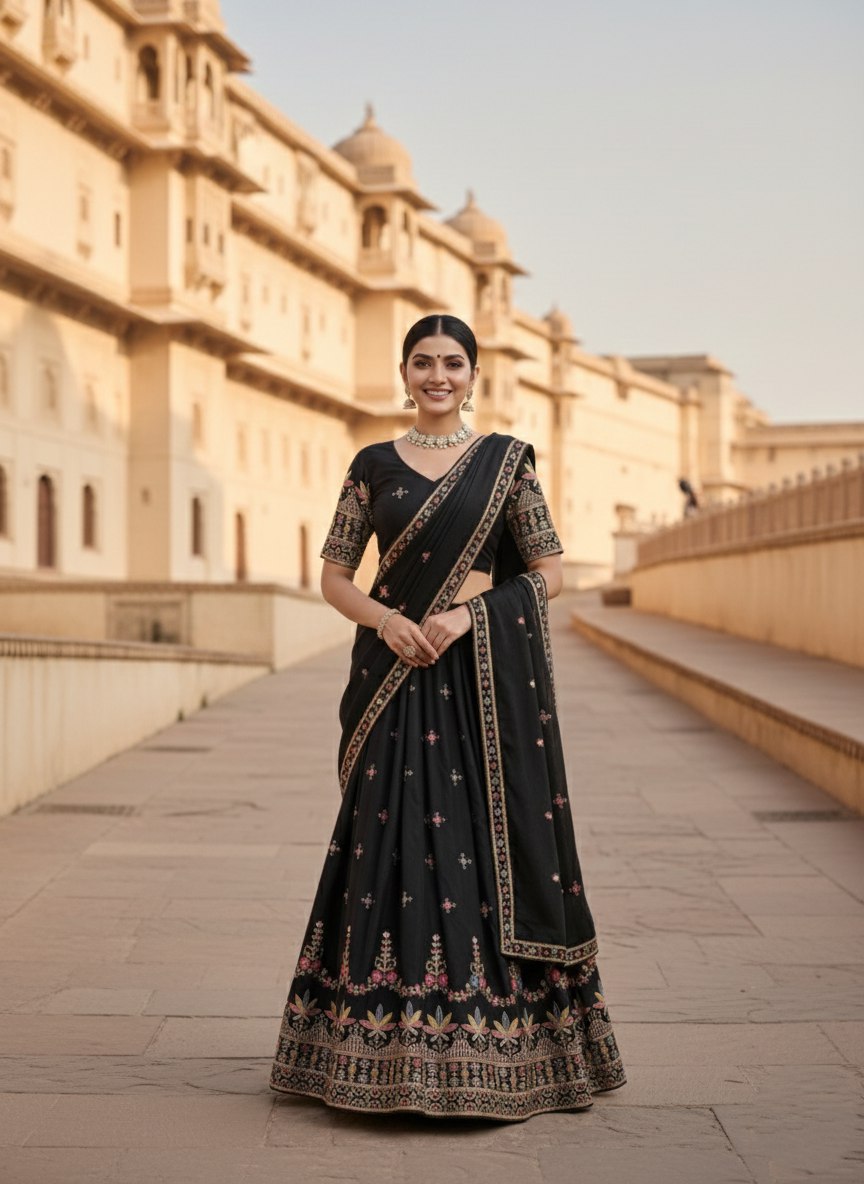 Star Georgette Embroidery Work Lehenga Choli