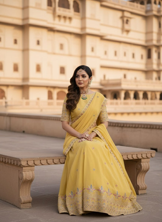 Star Georgette Embroidery Work Lehenga Choli