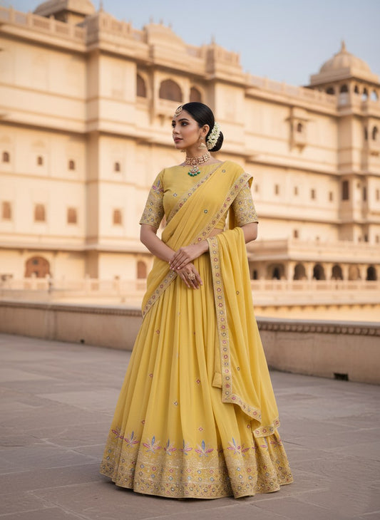 Star Georgette Embroidery Work Lehenga Choli