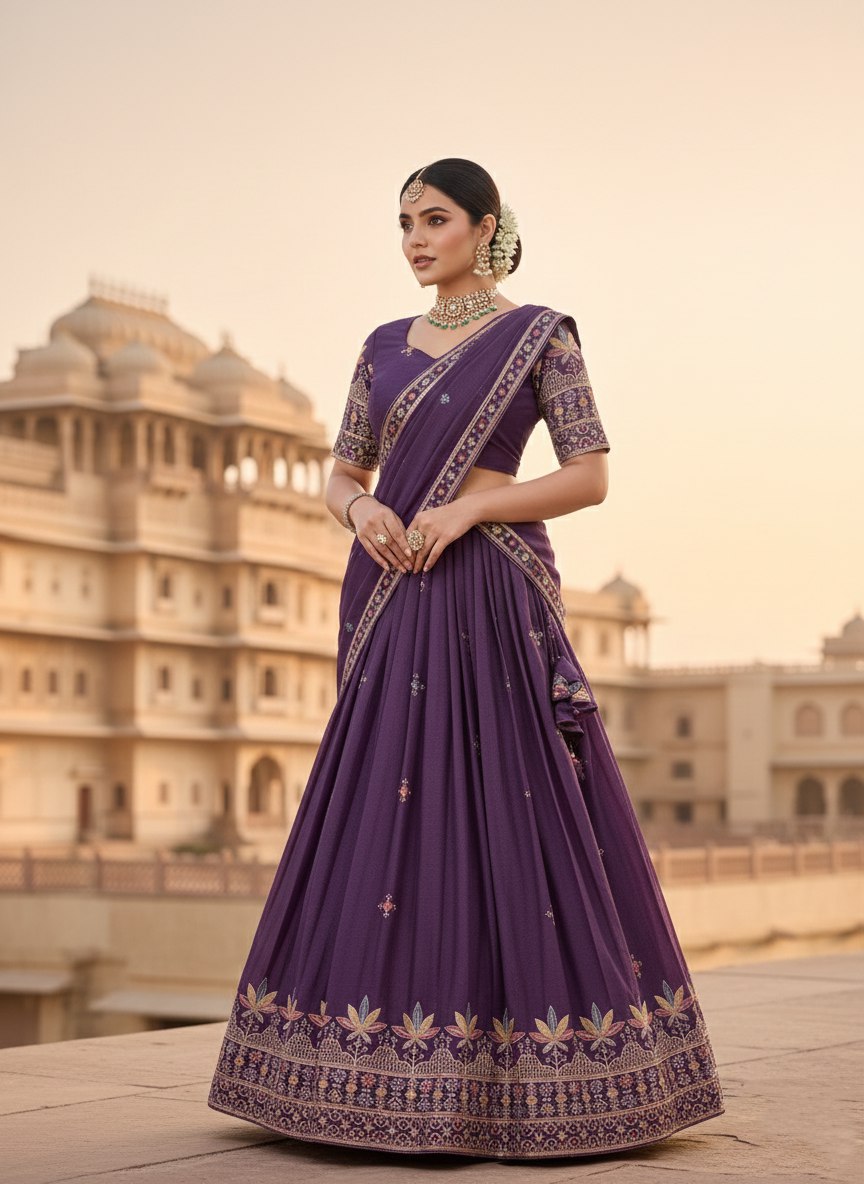 Star Georgette Embroidery Work Lehenga Choli