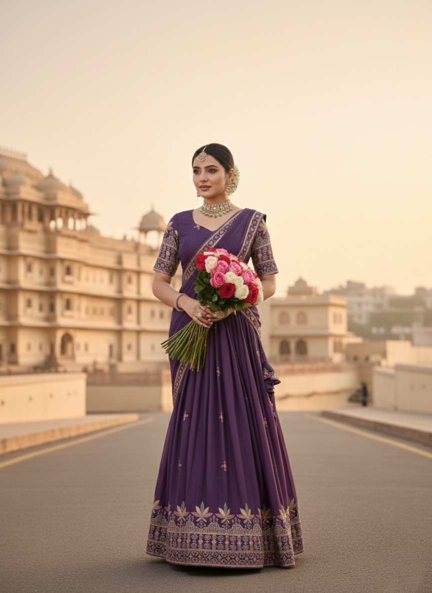 Star Georgette Embroidery Work Lehenga Choli