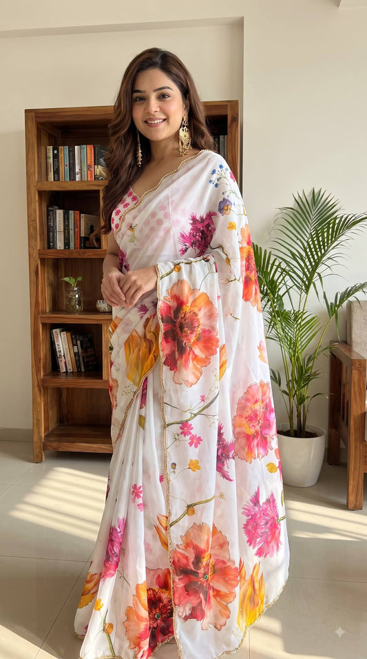 Soft pure Georgette handwork sarees