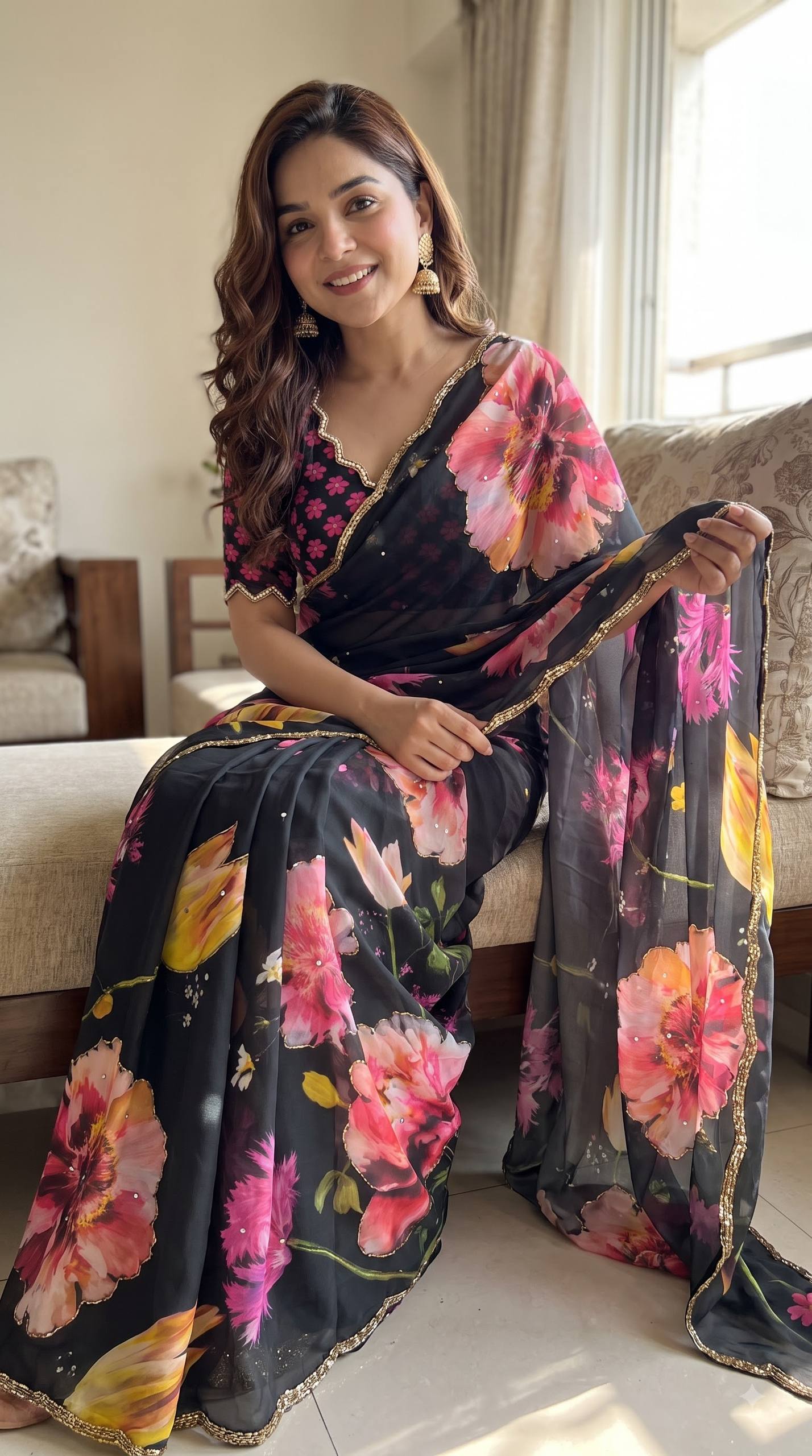 Soft pure Georgette handwork sarees