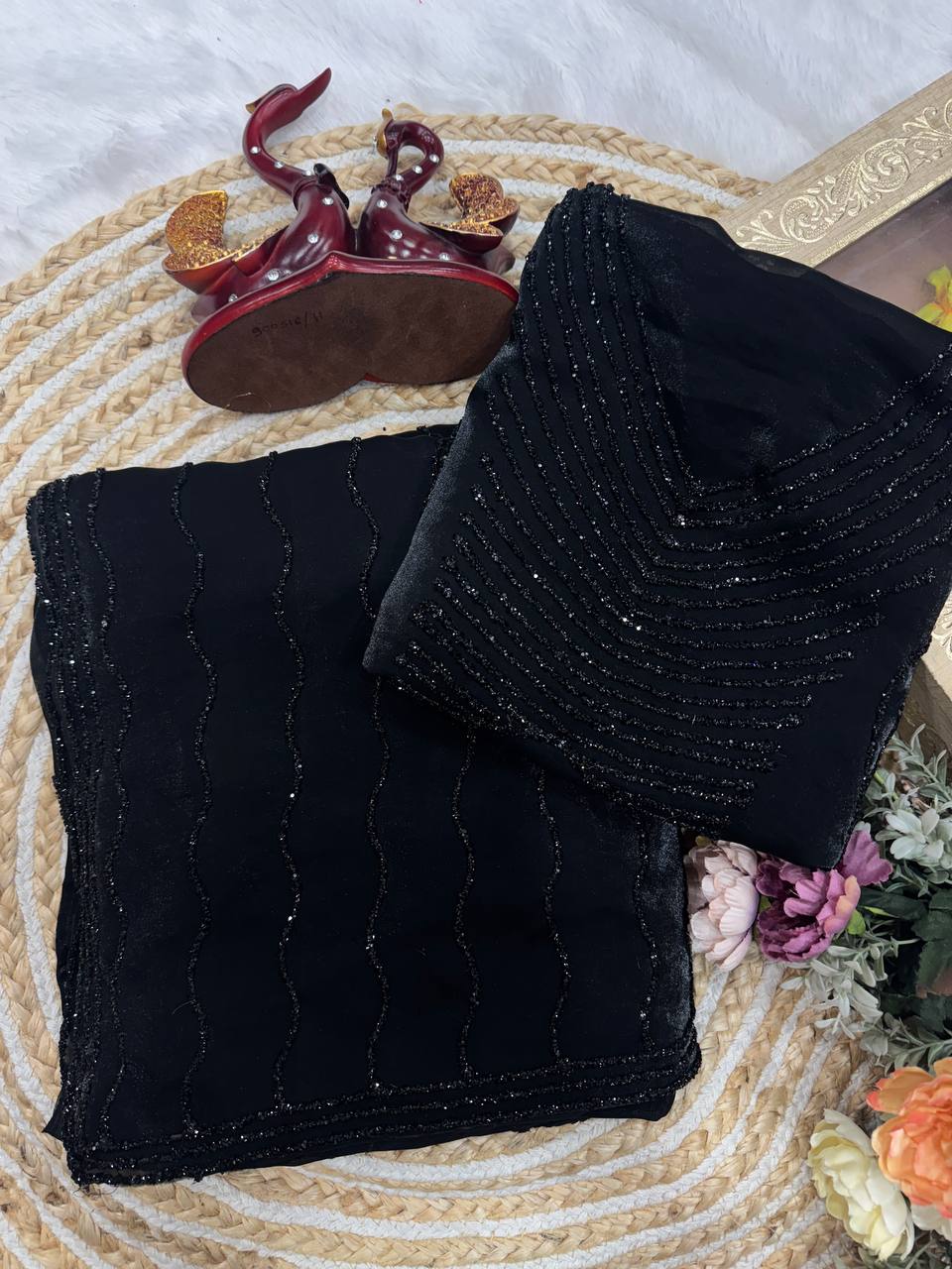 Space Silk Beautiful Diamond work Saree