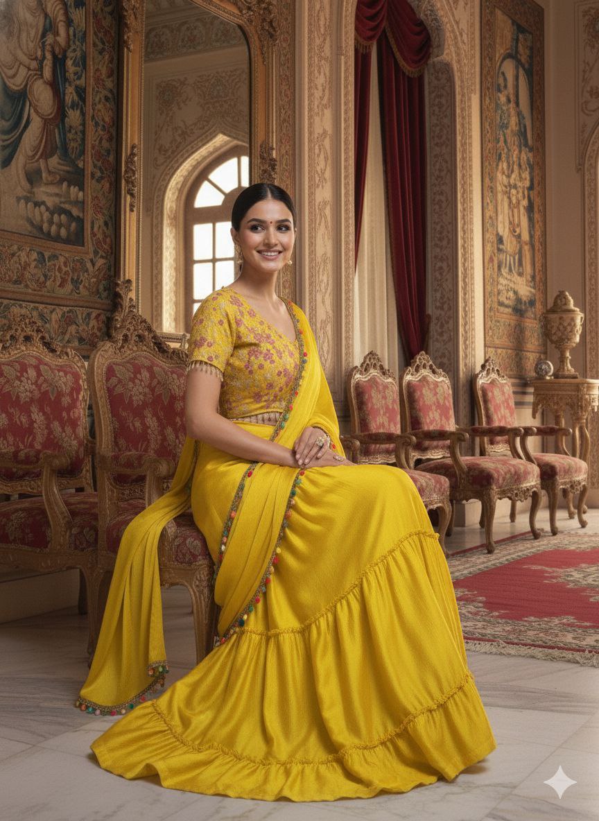 Presenting You Most Beautiful Latest Full Stitched Lehenga Saree Collection