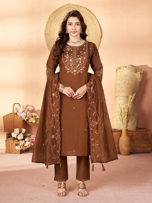 Marina Silk Multi Embroidery Thread With Hand Work Suit