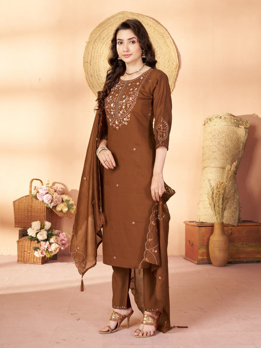 Marina Silk Multi Embroidery Thread With Hand Work Suit