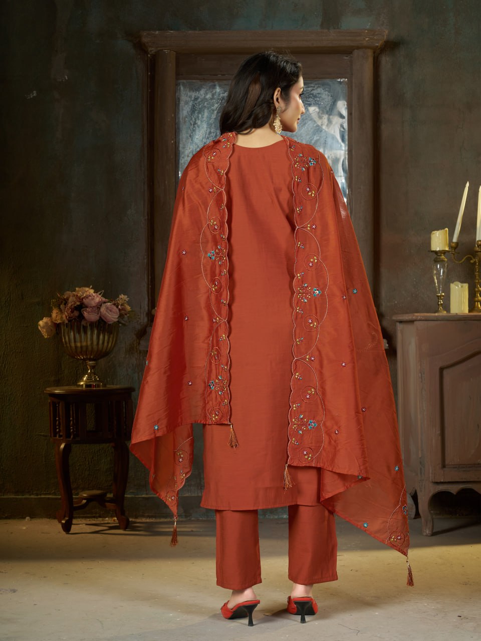 Marina Silk Multi Embroidery Thread With Hand Work Suit