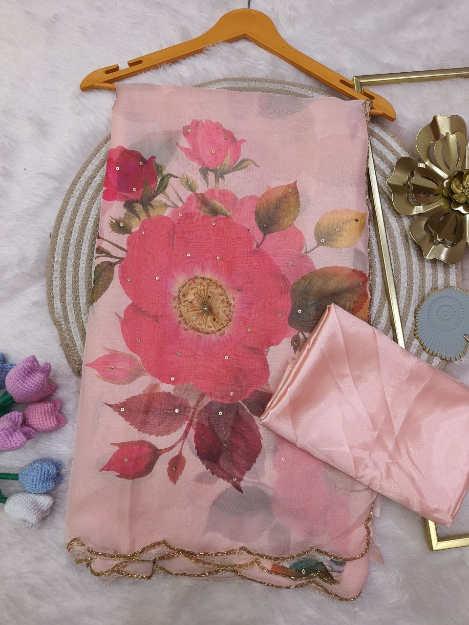 Soft Tebby silk with floral print saree