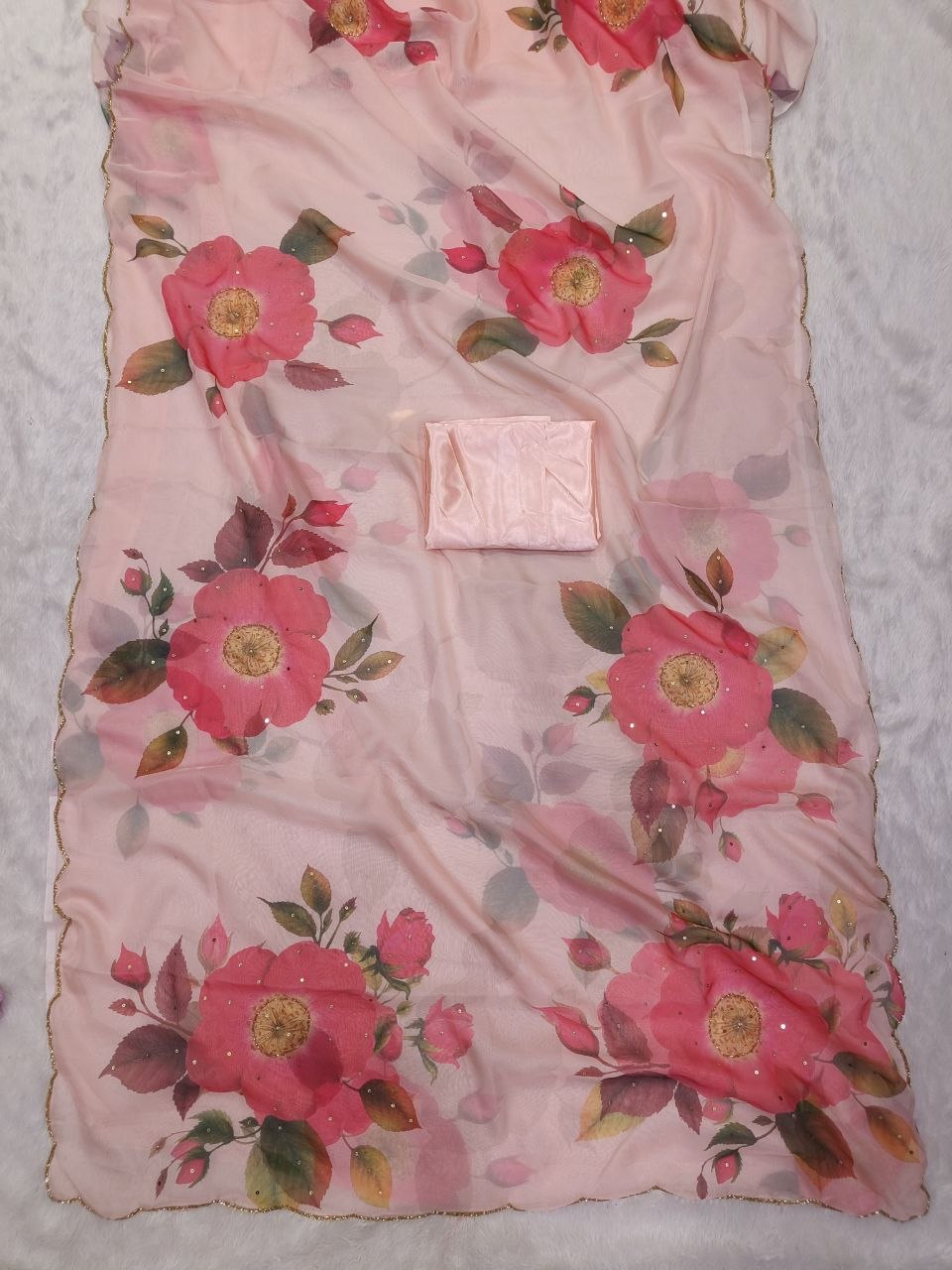 Soft Tebby silk with floral print saree