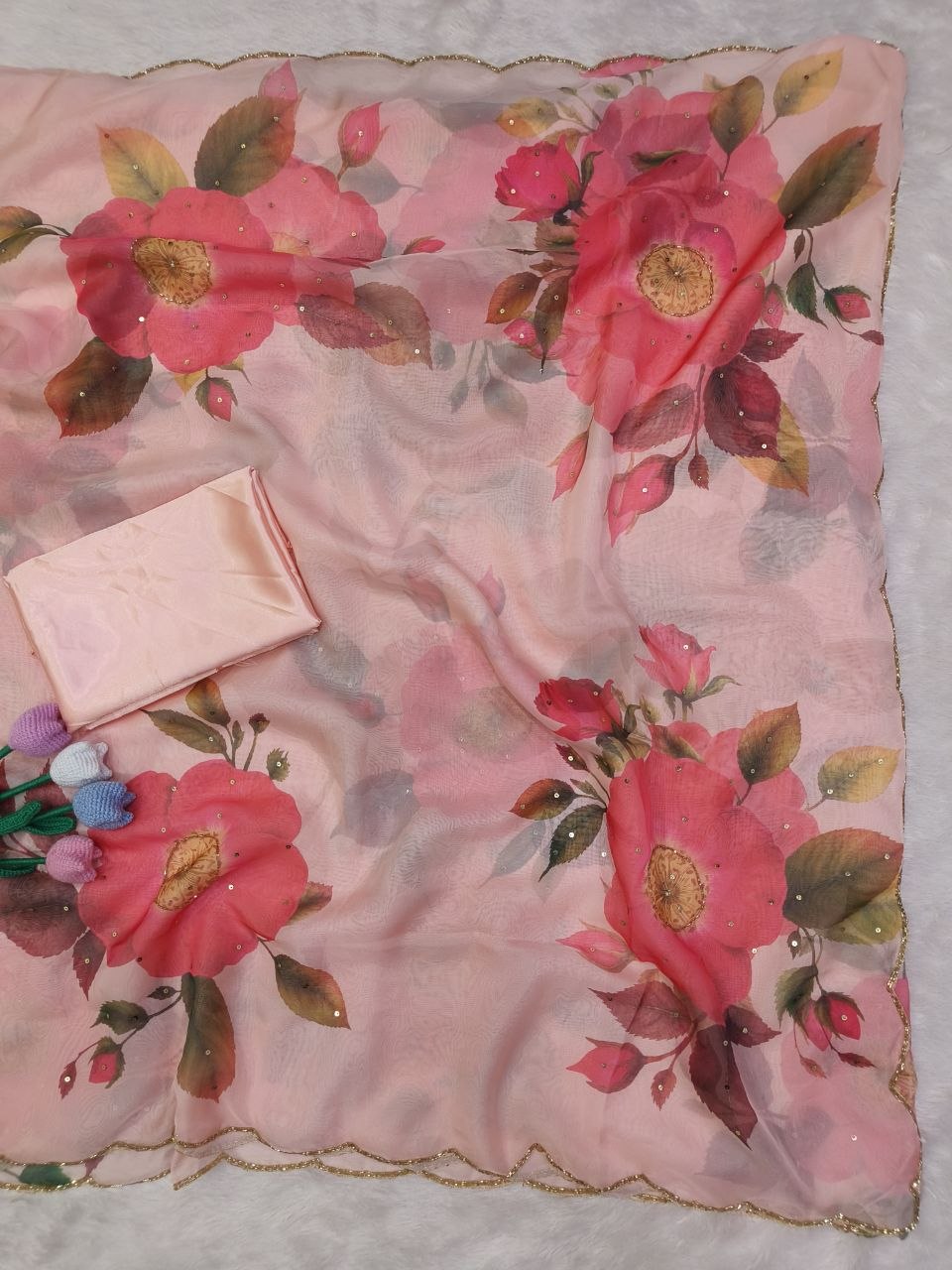 Soft Tebby silk with floral print saree