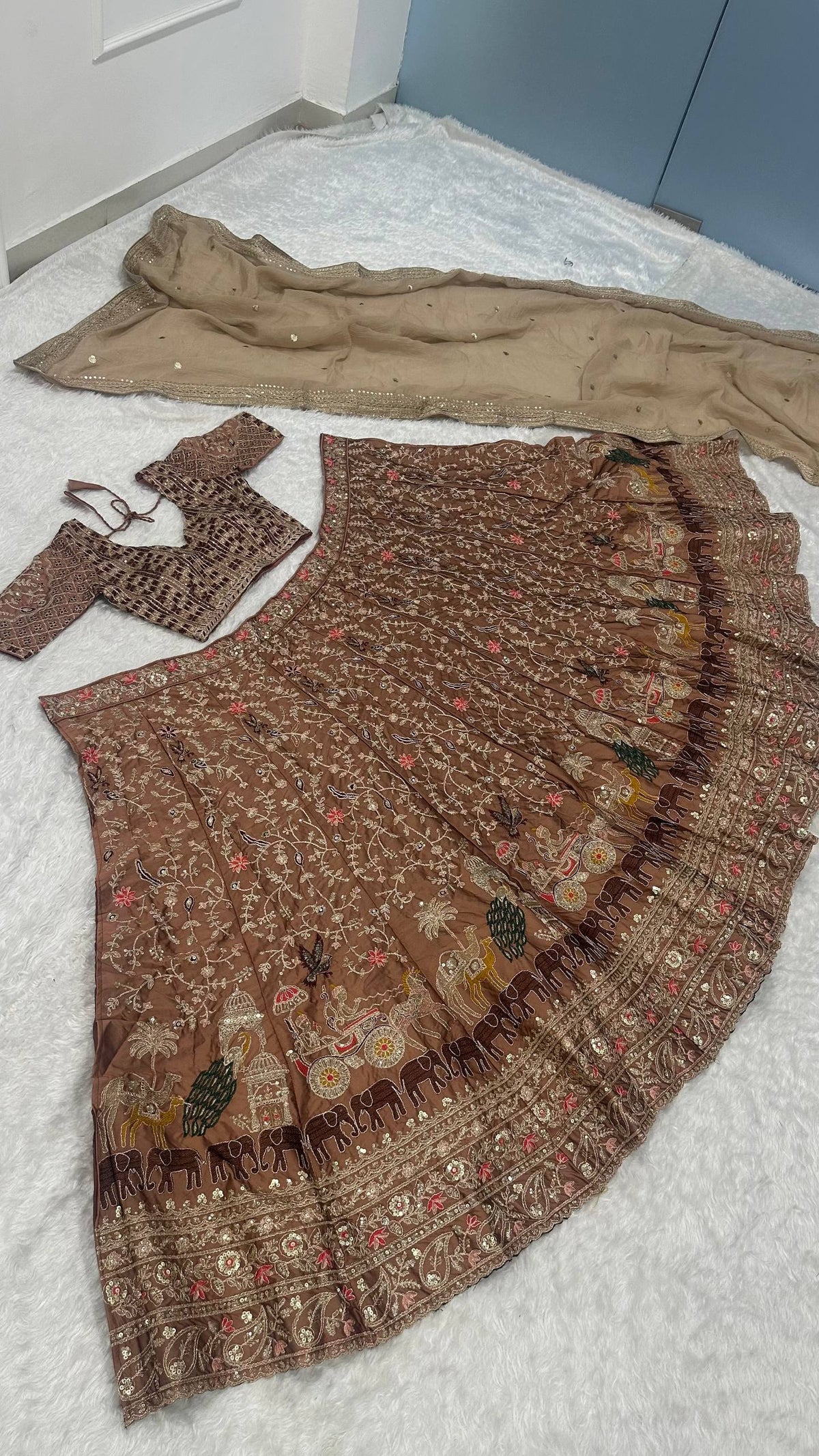 Kasturi silk lehenga with dori sequins & thread work choli
