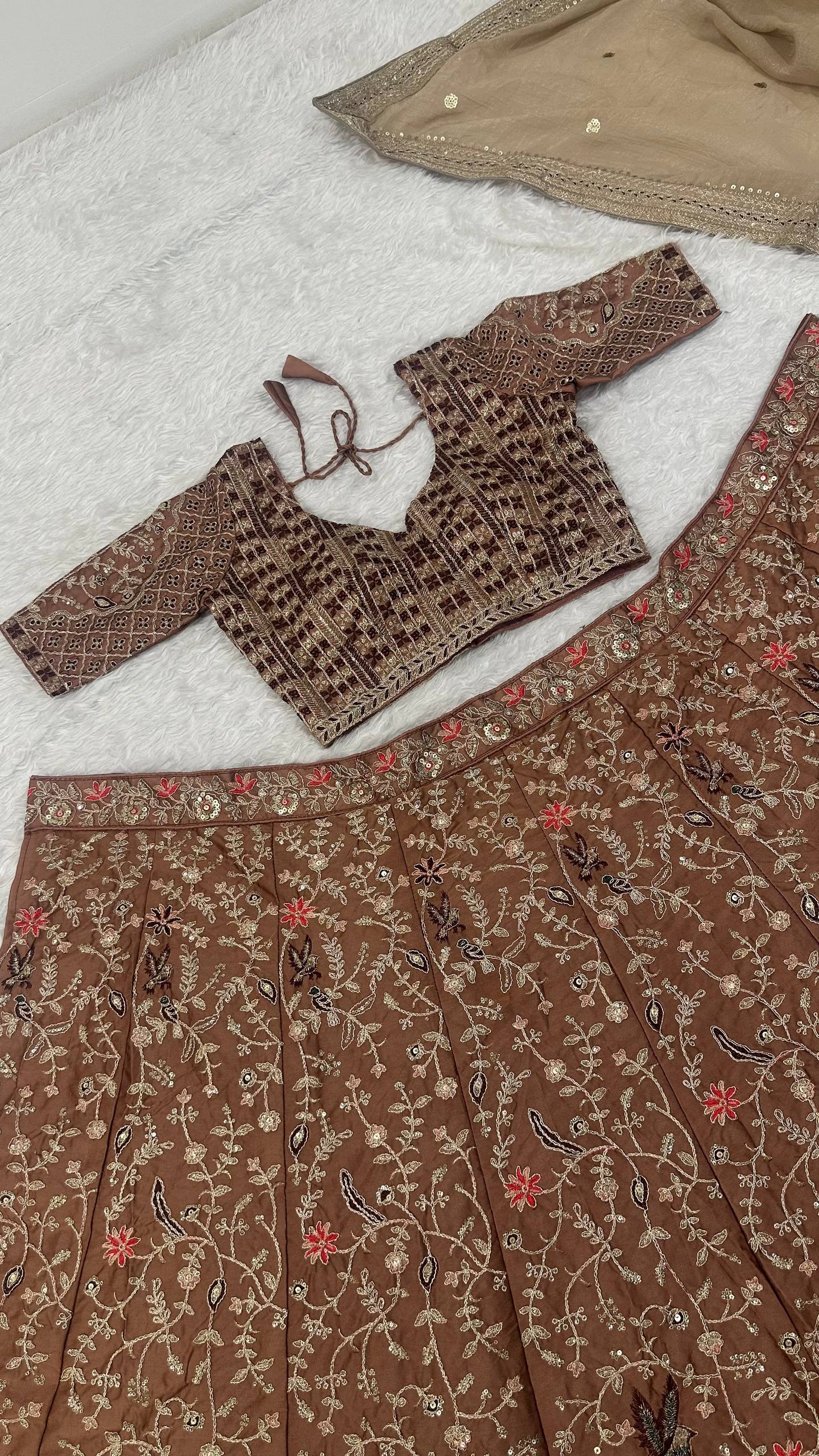 Kasturi silk lehenga with dori sequins & thread work choli
