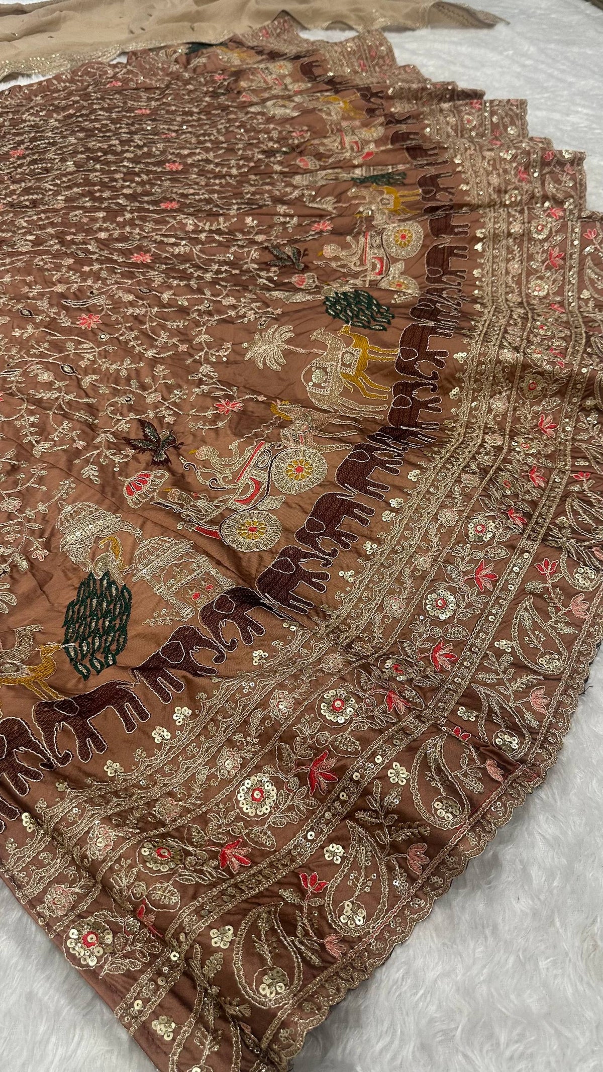 Kasturi silk lehenga with dori sequins & thread work choli