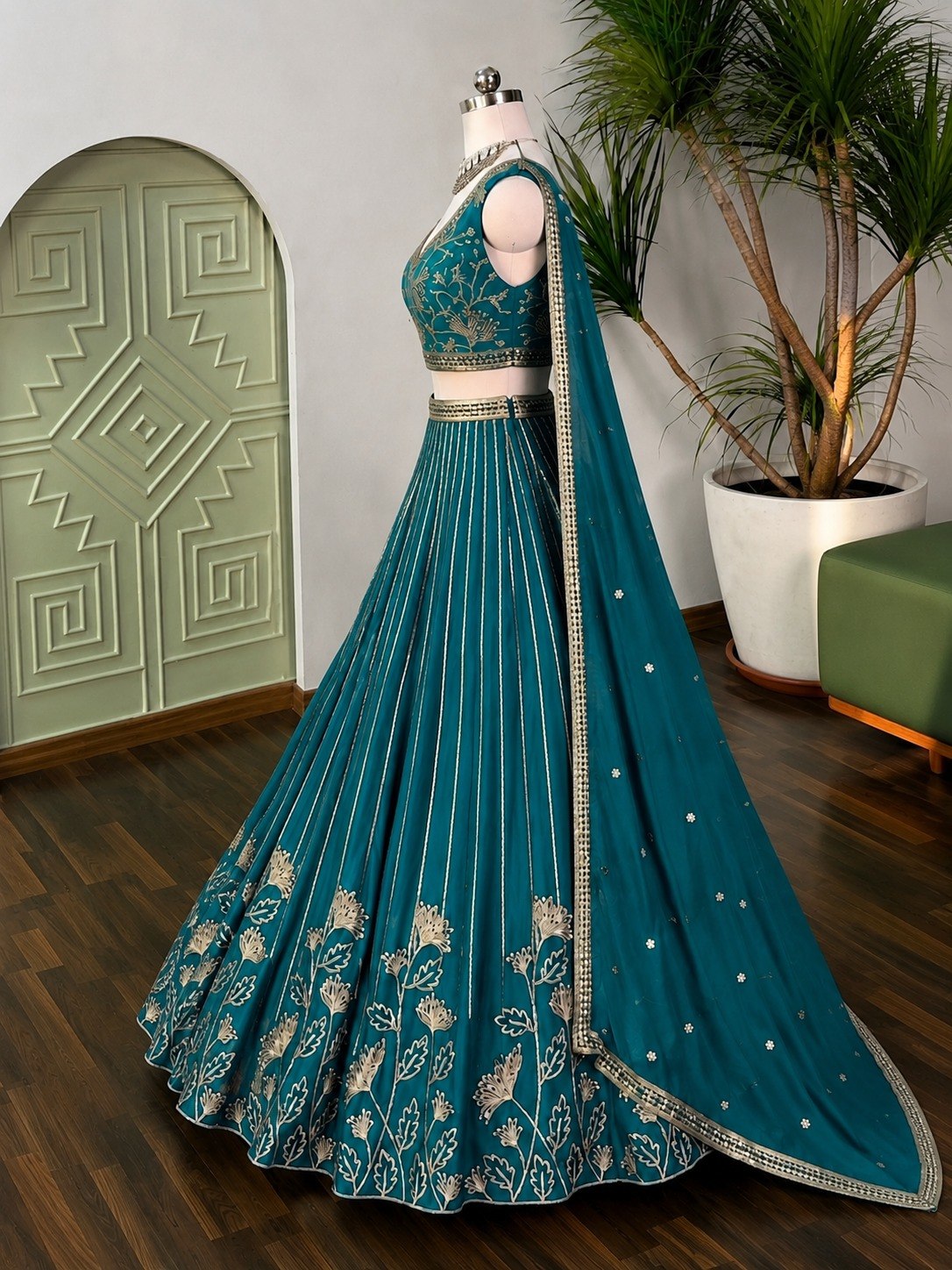 Star Goergette Zari Sequence Embroidery Work Choli