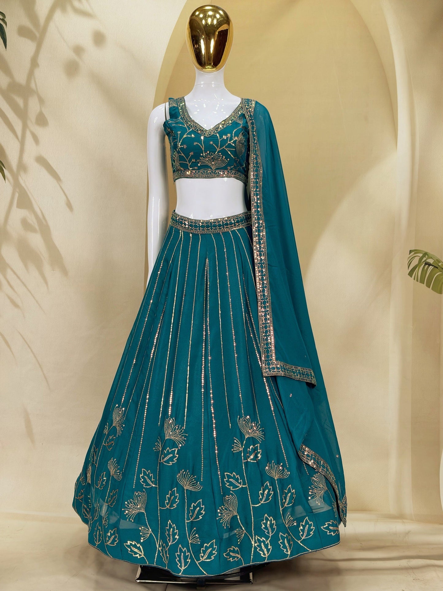 Star Goergette Zari Sequence Embroidery Work Choli
