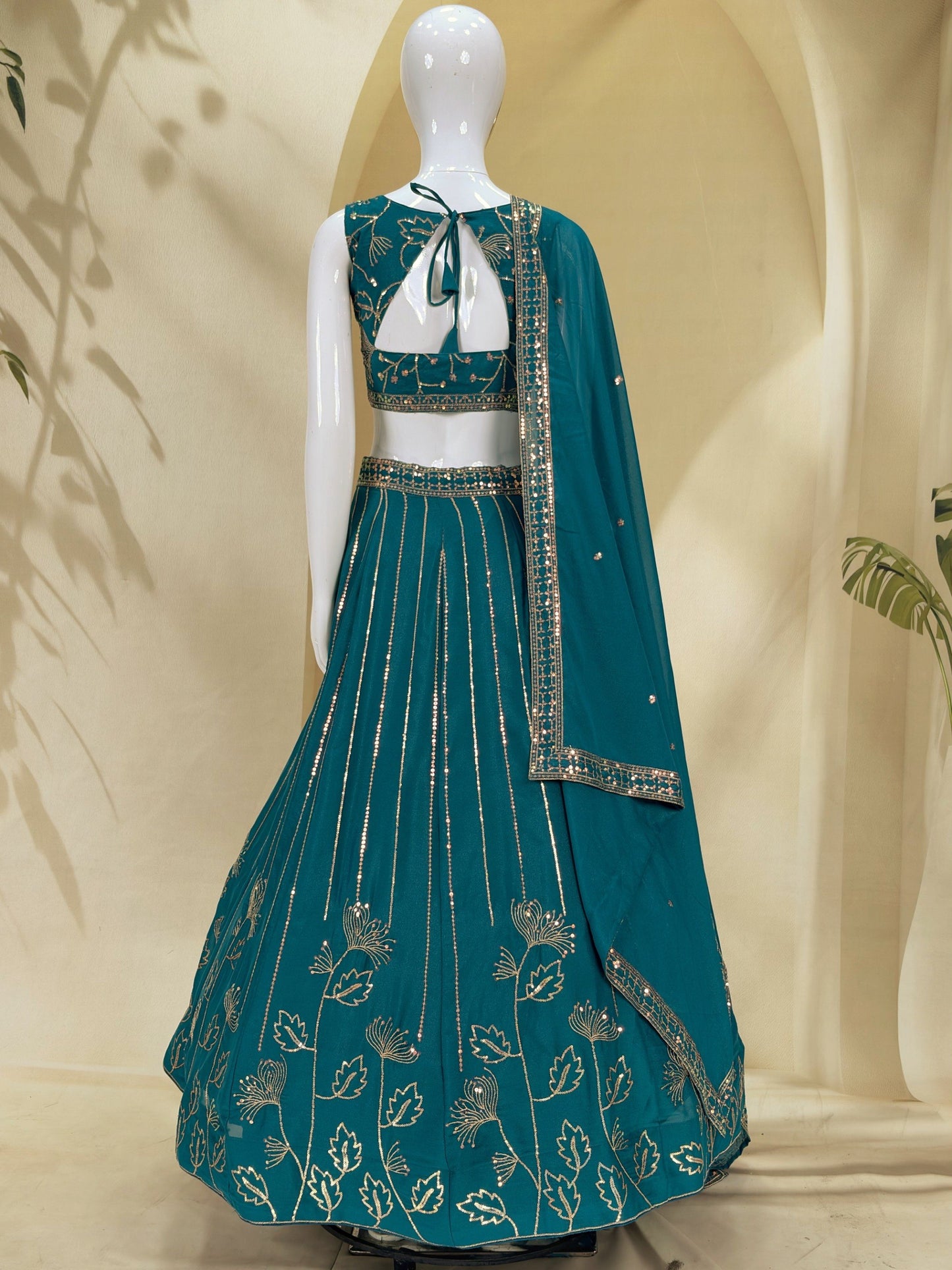Star Goergette Zari Sequence Embroidery Work Choli