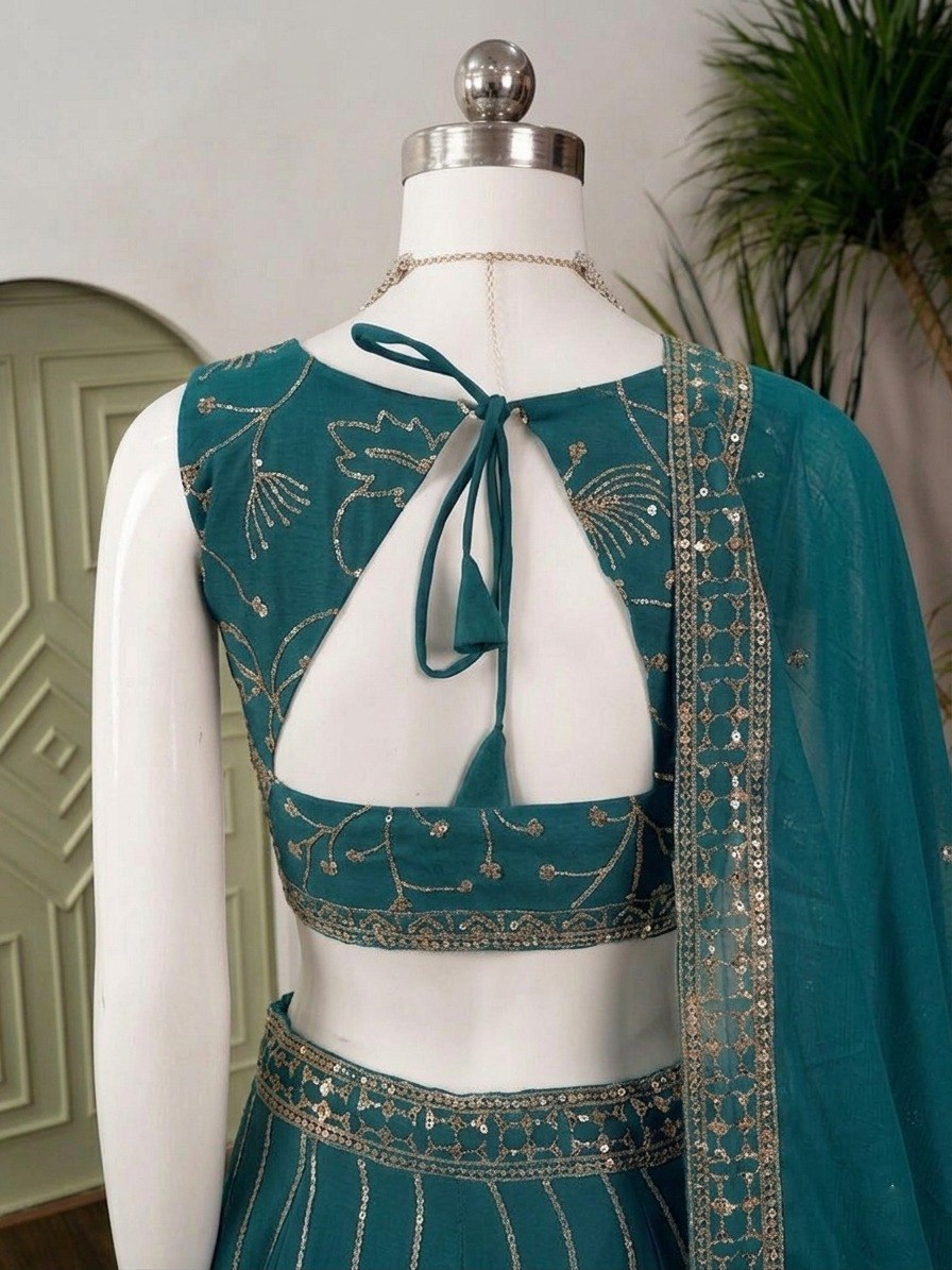 Star Goergette Zari Sequence Embroidery Work Choli
