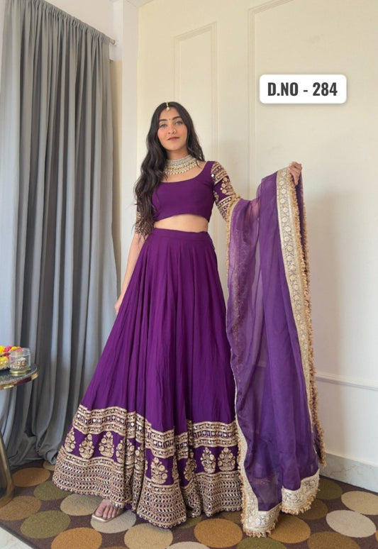 Faux Georgette Zari Sequence Embroidery Choli