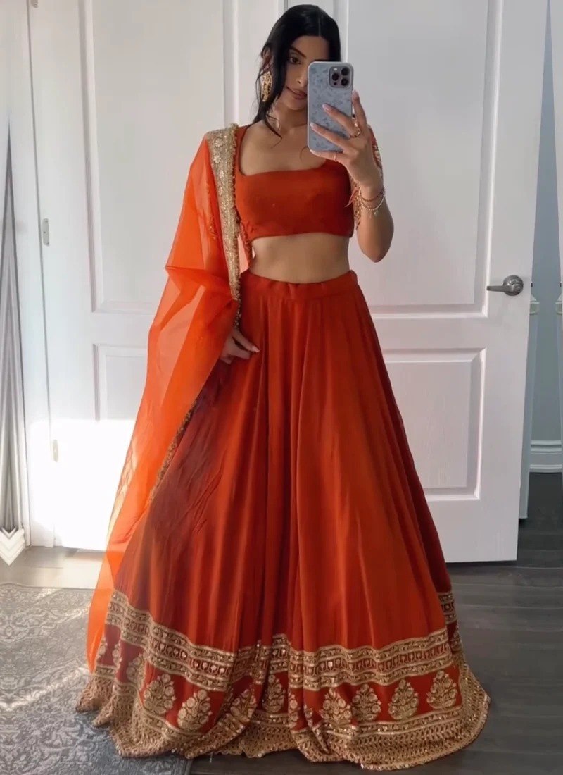 Faux Georgette Zari Sequence Embroidery Choli