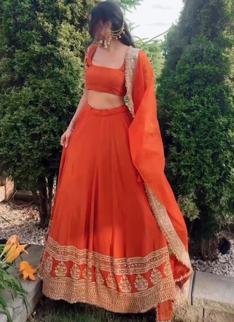 Faux Georgette Zari Sequence Embroidery Choli