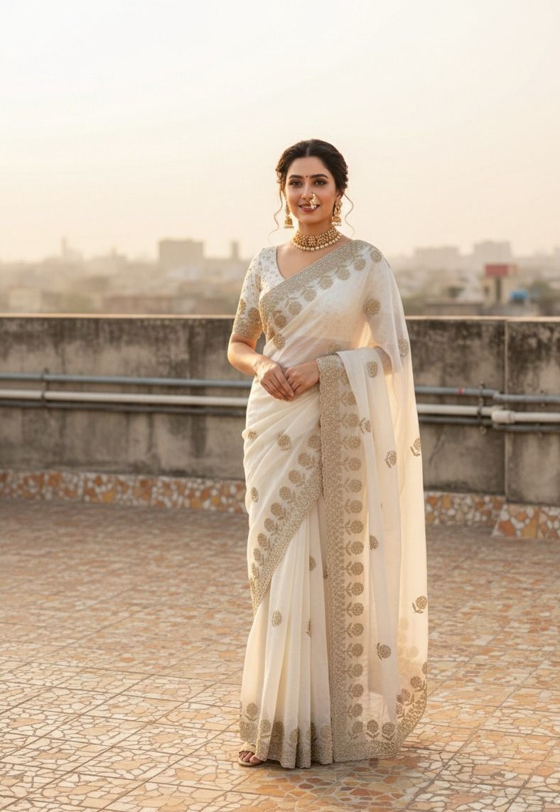 Premium Fandy satin with c pallu bits embroidery work saree