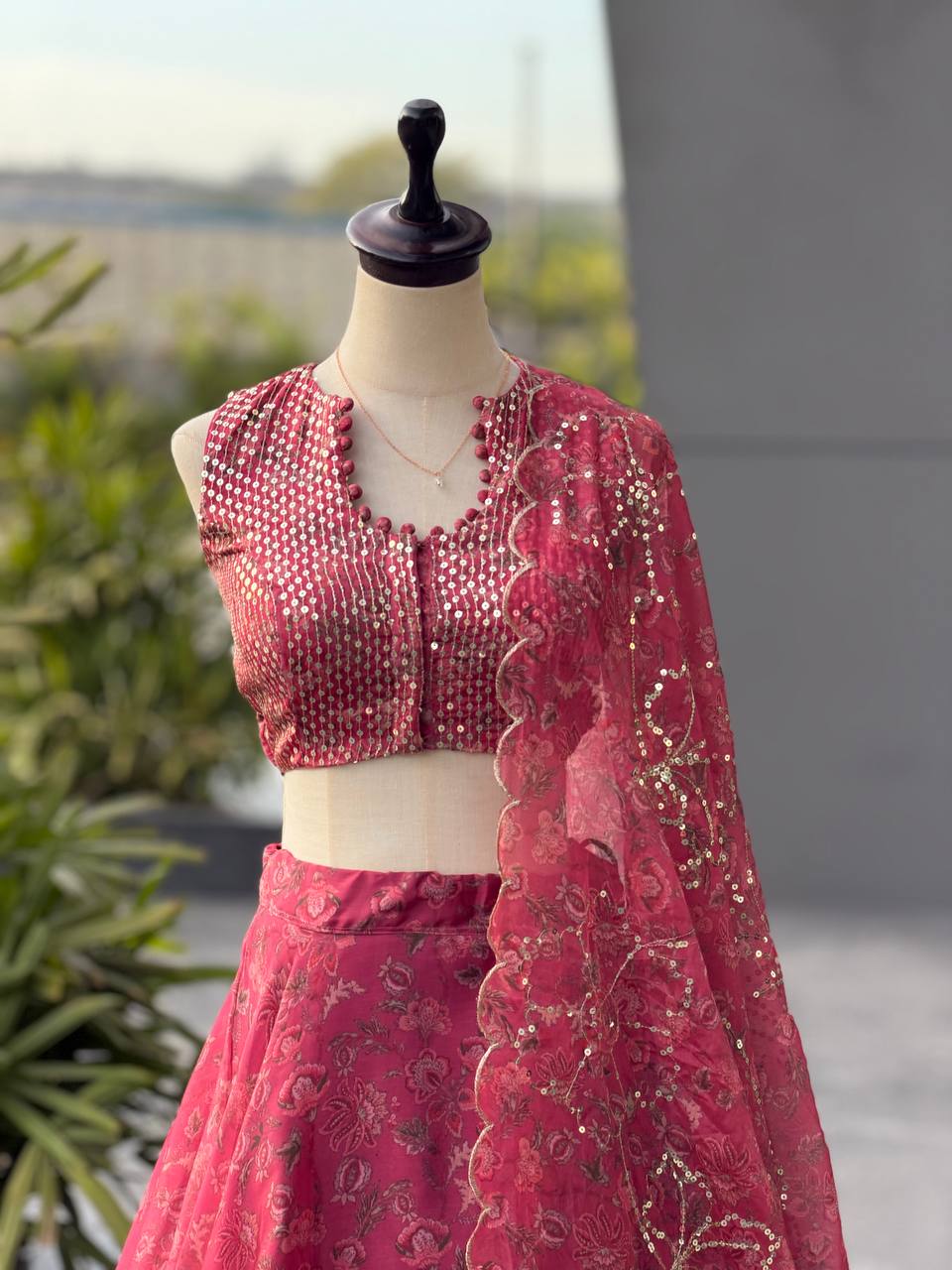 Gmy Organza digital printed lehnga