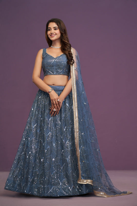 Net Thread Sequence,embroidery With Real mirror choli