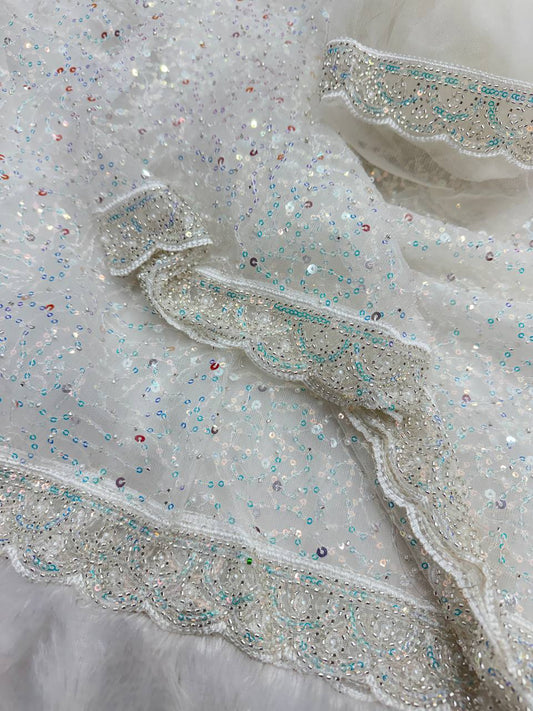 NEW EXCLUSIVE DESIGNER BEADS AND SEQUINS SAREE