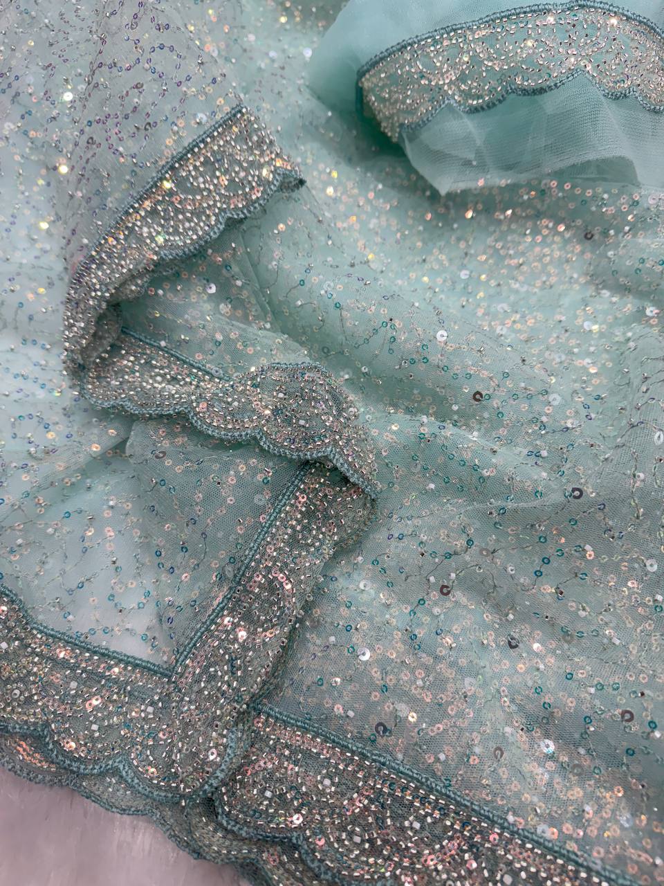 NEW EXCLUSIVE DESIGNER BEADS AND SEQUINS SAREE