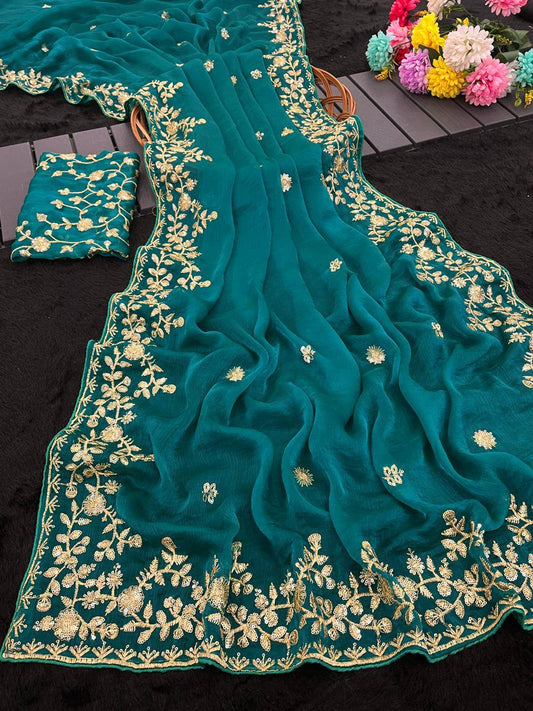 Premium Fandy chiffon with c pallu 3 mm sequnce saree