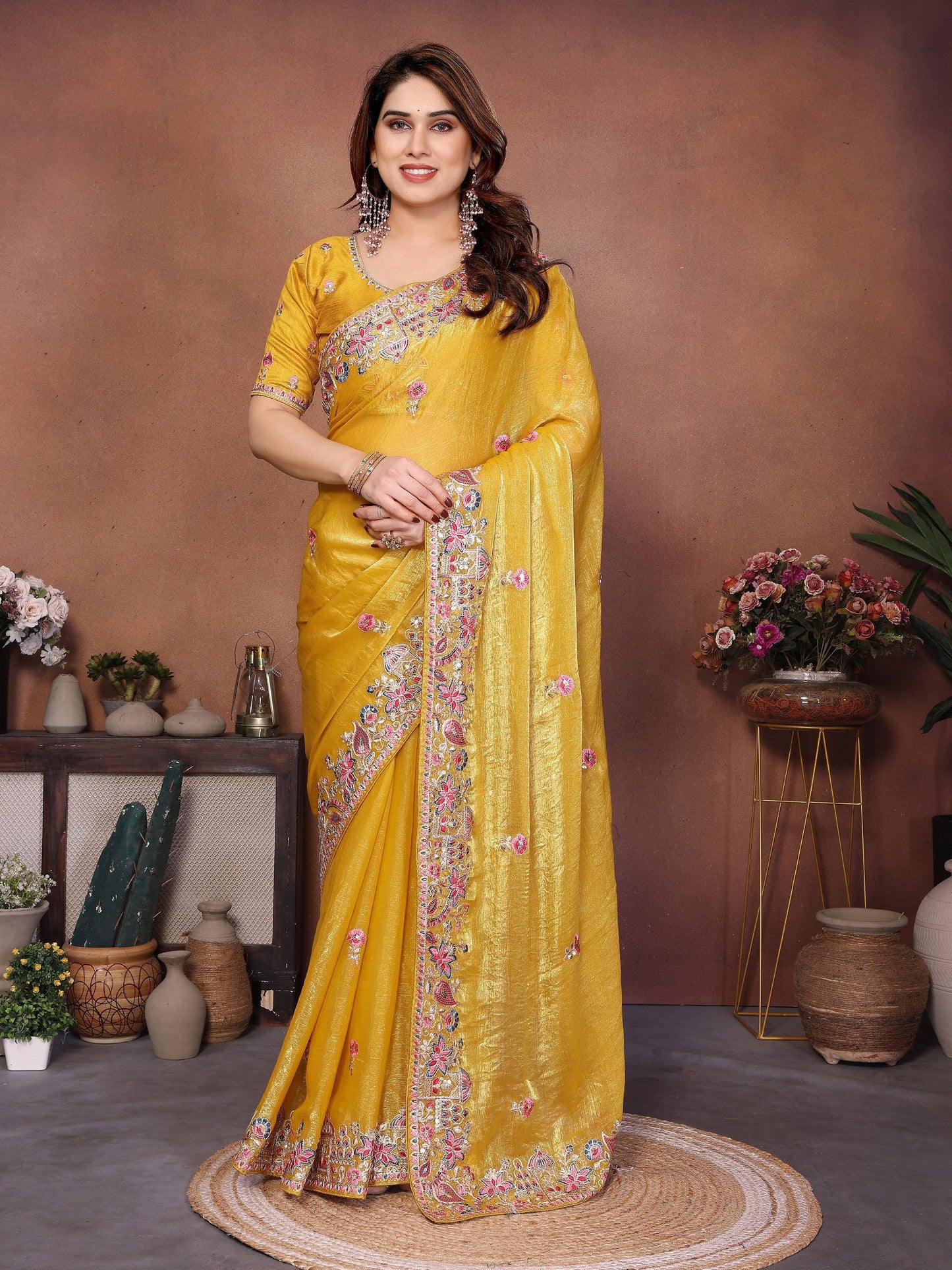 Party Wear Soft Fendy Chiffon Silk Saree